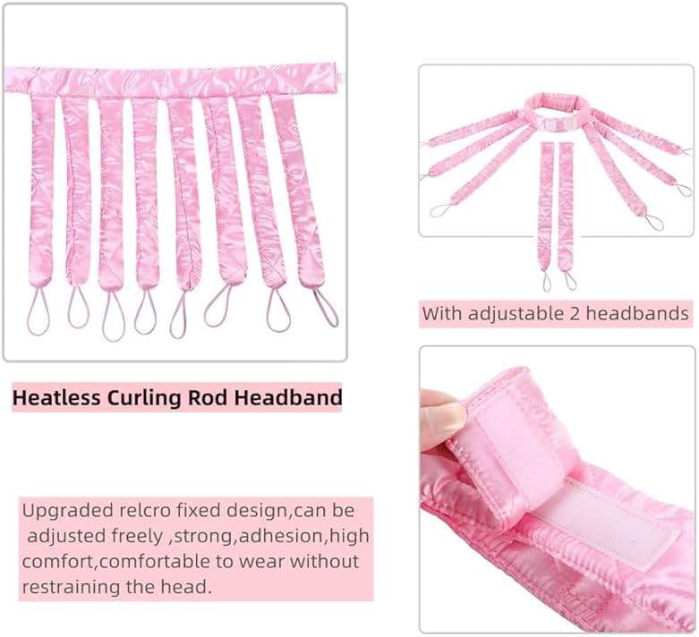 Pink Heatless Hair Curler Silk New Upgradeed No Heat Curling Rode Headband for Long Hair Soft Hair Curls with Removeable & Adjustable To Sleep In Hair Curls - Image 2