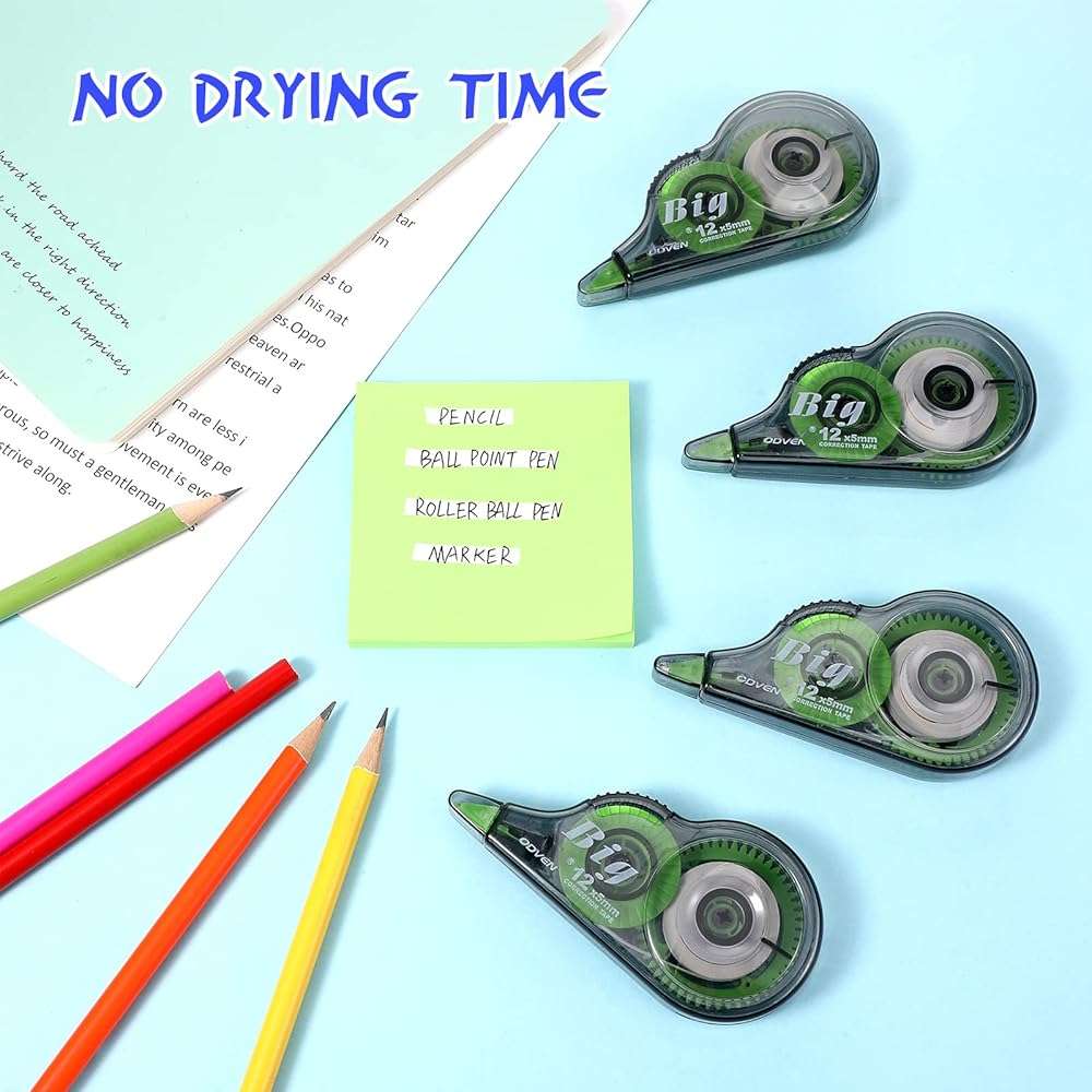 Yexiya 12 Pieces Correction Tapes Original Correction Wide Eraser Applicator Easy to Use Applicator Translucent Tapes Shows for Office Note Journal Scrapbooking, 0.2 Inch x 39.4 Feet - Image 5