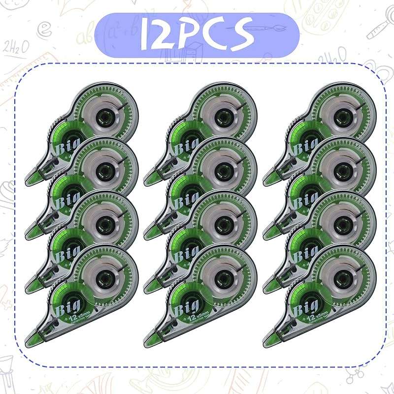Yexiya 12 Pieces Correction Tapes Original Correction Wide Eraser Applicator Easy to Use Applicator Translucent Tapes Shows for Office Note Journal Scrapbooking, 0.2 Inch x 39.4 Feet - Image 6