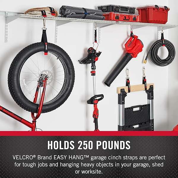 VELCRO Brand Easy Hang Heavy Duty Cinch Strap with Carabiner Hook – Garage & Outdoor Organizer, Holds 250 lbs, 24in x 1.25in - Image 3