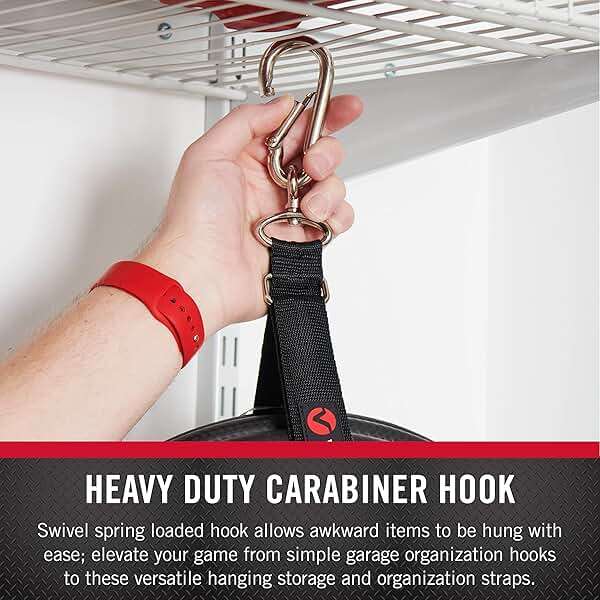 VELCRO Brand Easy Hang Heavy Duty Cinch Strap with Carabiner Hook – Garage & Outdoor Organizer, Holds 250 lbs, 24in x 1.25in - Image 5