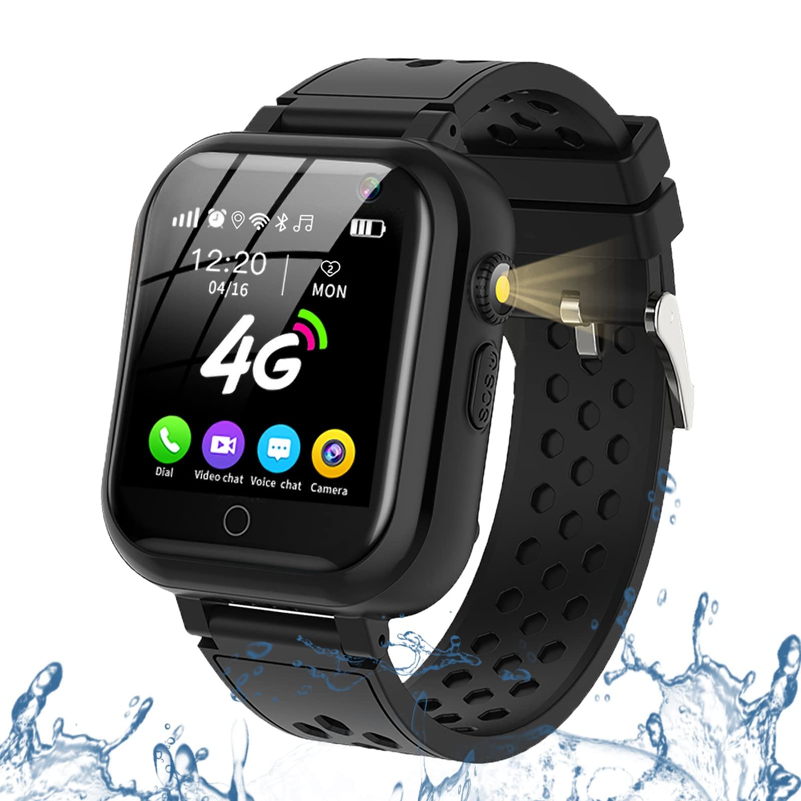 DDIOYIUR Smart Watch for Kids, 4G Kids Phone Smartwatch with GPS Tracker, WiFi SMS, Call, Voice Video Chat, Bluetooth, Audio Recording, Alarm, Pedometer, Wrist Watch for 4-16 Boys Girls Birthday Gifts - Product Image