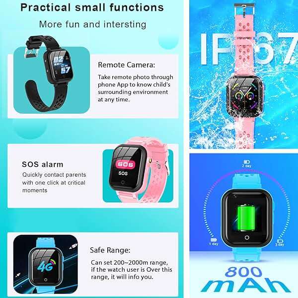 DDIOYIUR Smart Watch for Kids, 4G Kids Phone Smartwatch with GPS Tracker, WiFi SMS, Call, Voice Video Chat, Bluetooth, Audio Recording, Alarm, Pedometer, Wrist Watch for 4-16 Boys Girls Birthday Gifts - Image 7