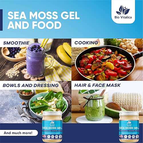 BioVitalica Organic Irish Sea Moss Gel 12oz - USA Made Dr.Sebi Wildcrafted Seamoss - Vegan Superfood with Iodine, Bladderwrack & Burdock Root for Immune & Energy Boost, Skin & Hair Health - Pack of 1 - Image 3