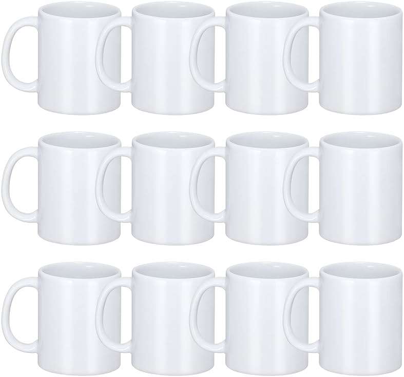 DANALLAN Sublimation Mugs, Premium Coffee Mugs Set of 12 White Ceramic Sublimation Cups 11 oz Christmas Coffee Mug for Soup Tea Milk Latte Hot Chocolate - Image 1