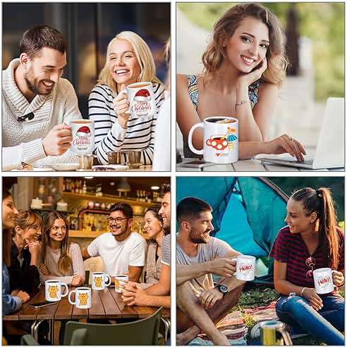 DANALLAN Sublimation Mugs, Premium Coffee Mugs Set of 12 White Ceramic Sublimation Cups 11 oz Christmas Coffee Mug for Soup Tea Milk Latte Hot Chocolate - Image 7
