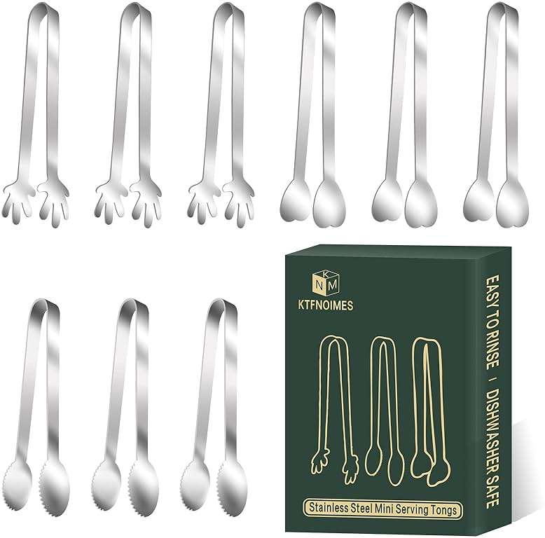 9 PCS Mini Serving Tongs,Stainless Steel Small Serving Utensils, Kitchen Tongs Food Tongs Small Kitchen Tongs forServing Food,Ice Cube,fruits,Sugar (4.8" Appetizer Tongs) - Image 1