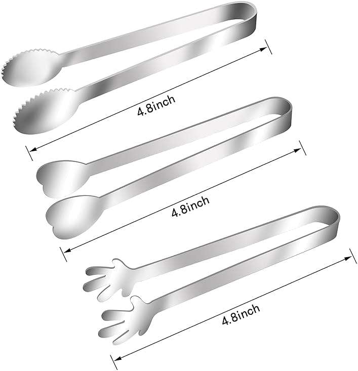 9 PCS Mini Serving Tongs,Stainless Steel Small Serving Utensils, Kitchen Tongs Food Tongs Small Kitchen Tongs forServing Food,Ice Cube,fruits,Sugar (4.8" Appetizer Tongs) - Image 3