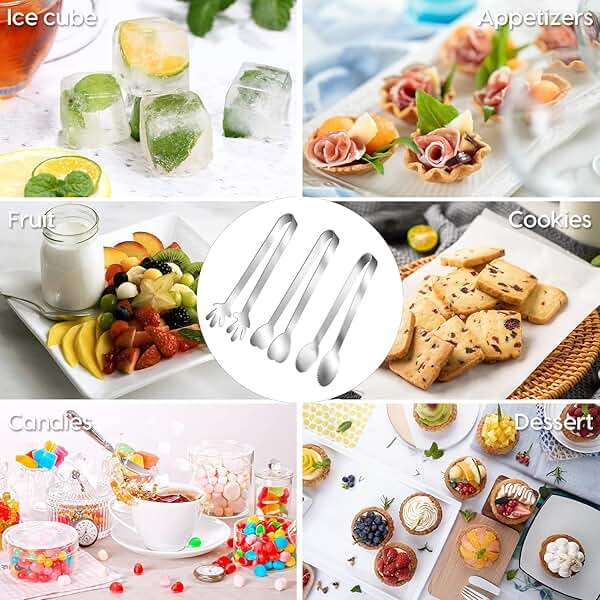 9 PCS Mini Serving Tongs,Stainless Steel Small Serving Utensils, Kitchen Tongs Food Tongs Small Kitchen Tongs forServing Food,Ice Cube,fruits,Sugar (4.8" Appetizer Tongs) - Image 7