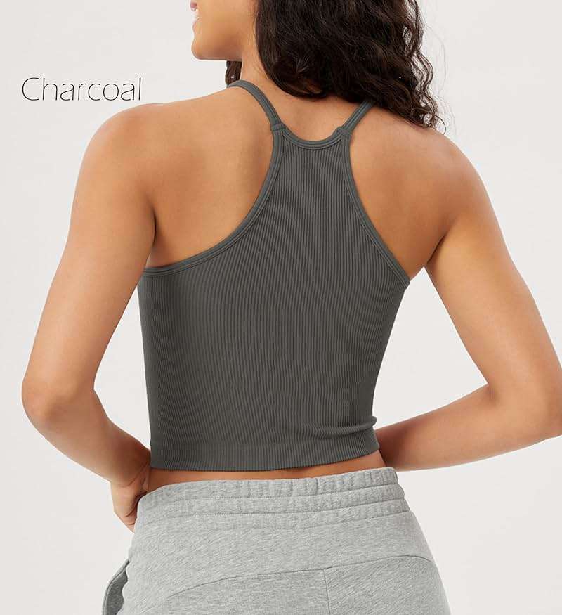 ODODOS Women's Crop 3-Pack Seamless Rib-Knit Camisole Crop Tank Tops - Image 4
