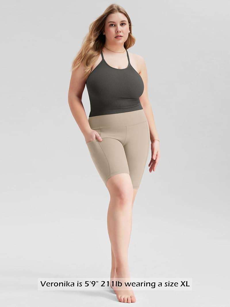 ODODOS Women's Crop 3-Pack Seamless Rib-Knit Camisole Crop Tank Tops - Image 5