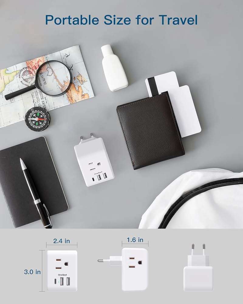 2 Pack European Travel Plug Adapter, International Power Plug Adapter with 3 Outlets 4 USB Charging Ports(2 USB C), Type C Plug Adapter Travel Essentials to Most Europe EU Spain Italy France Germany - Image 4