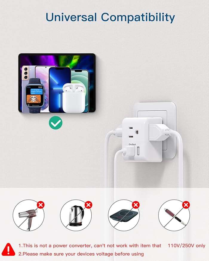 2 Pack European Travel Plug Adapter, International Power Plug Adapter with 3 Outlets 4 USB Charging Ports(2 USB C), Type C Plug Adapter Travel Essentials to Most Europe EU Spain Italy France Germany - Image 5