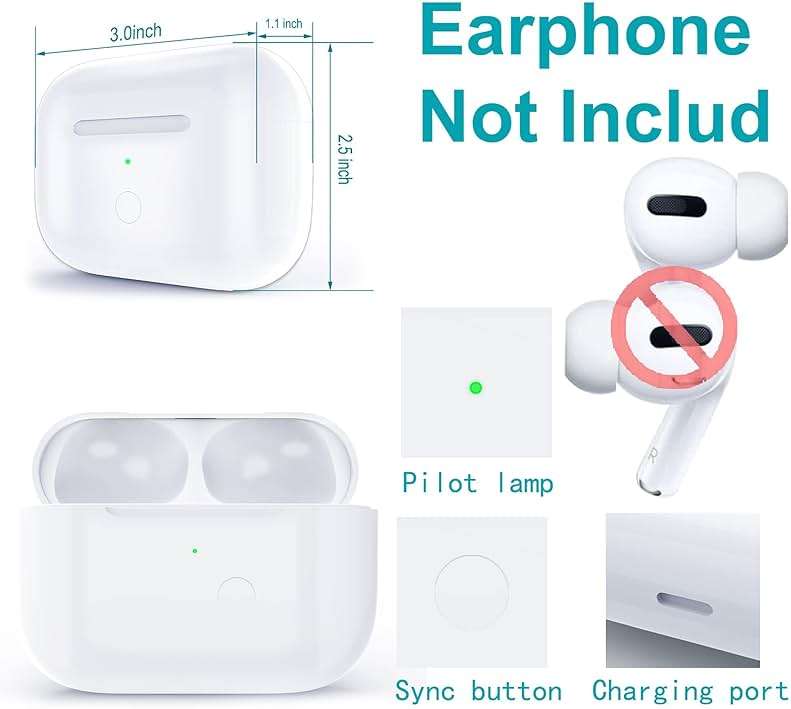 Wireless Charging Case Compatible with AirPods Pro 1st & 2nd Generation, for Airpods Pro Charger Replacement Cases, Support Bluetooth Pairing&Sync Button,661 Mah Built-in Battery,White - Image 2