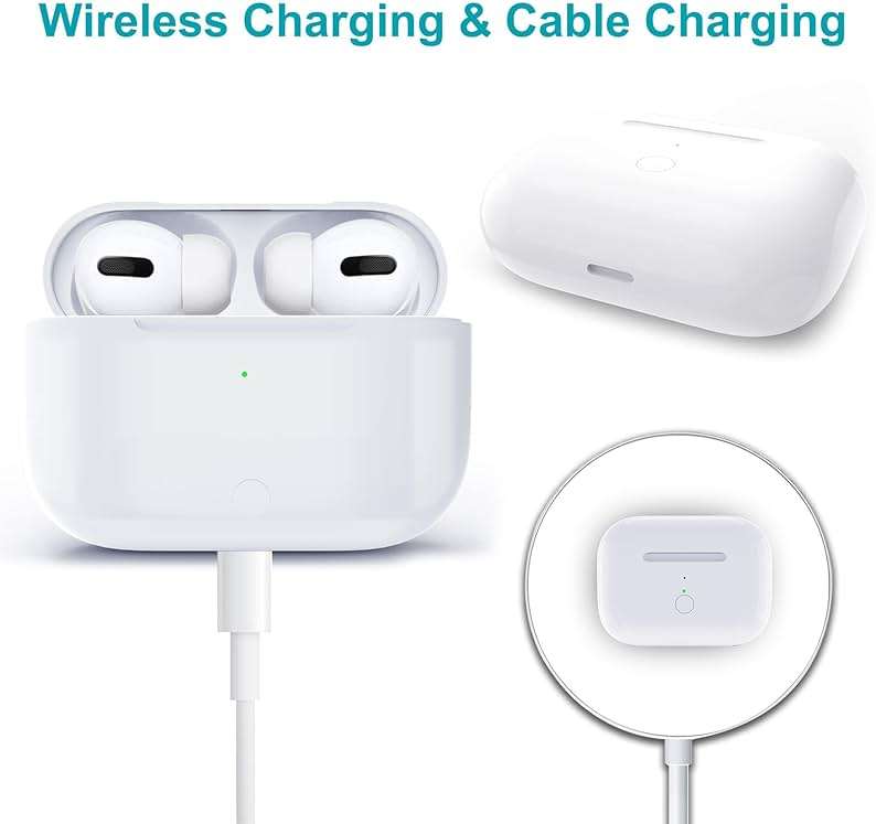 Wireless Charging Case Compatible with AirPods Pro 1st & 2nd Generation, for Airpods Pro Charger Replacement Cases, Support Bluetooth Pairing&Sync Button,661 Mah Built-in Battery,White - Image 3