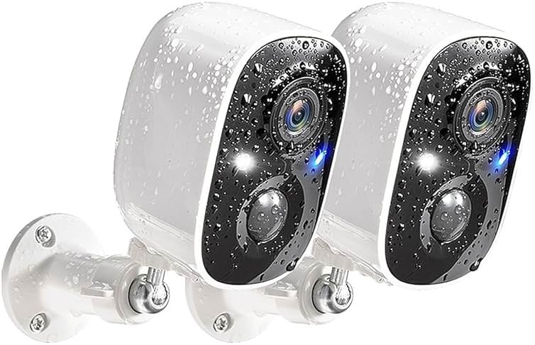 GMK Security Cameras Wireless Outdoor, 2K Color Night Vision AI Motion Detection 2-Way Talk Battery Powered WiFi Home Indoor Camera IP65 Weatherproof Spotlight Siren Alarm Cloud/SD Storage 2-Pack - Product Image