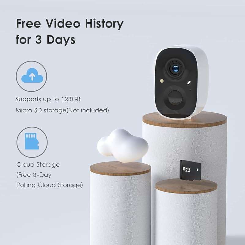 GMK Security Cameras Wireless Outdoor, 2K Color Night Vision AI Motion Detection 2-Way Talk Battery Powered WiFi Home Indoor Camera IP65 Weatherproof Spotlight Siren Alarm Cloud/SD Storage 2-Pack - Image 5