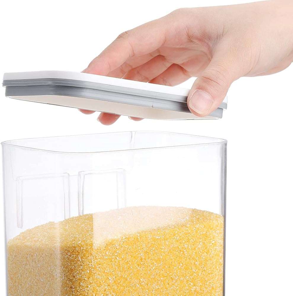 AVLA Rice Dispenser, Wall-Mounted Laundry Detergent Container, Cereal Dry Food Storage Bucket with Measuring Cup, Kitchen Grain Organizer with Lid, BPA-Free, for Beans, Laundry Scent Bead, Pet Food - Image 5