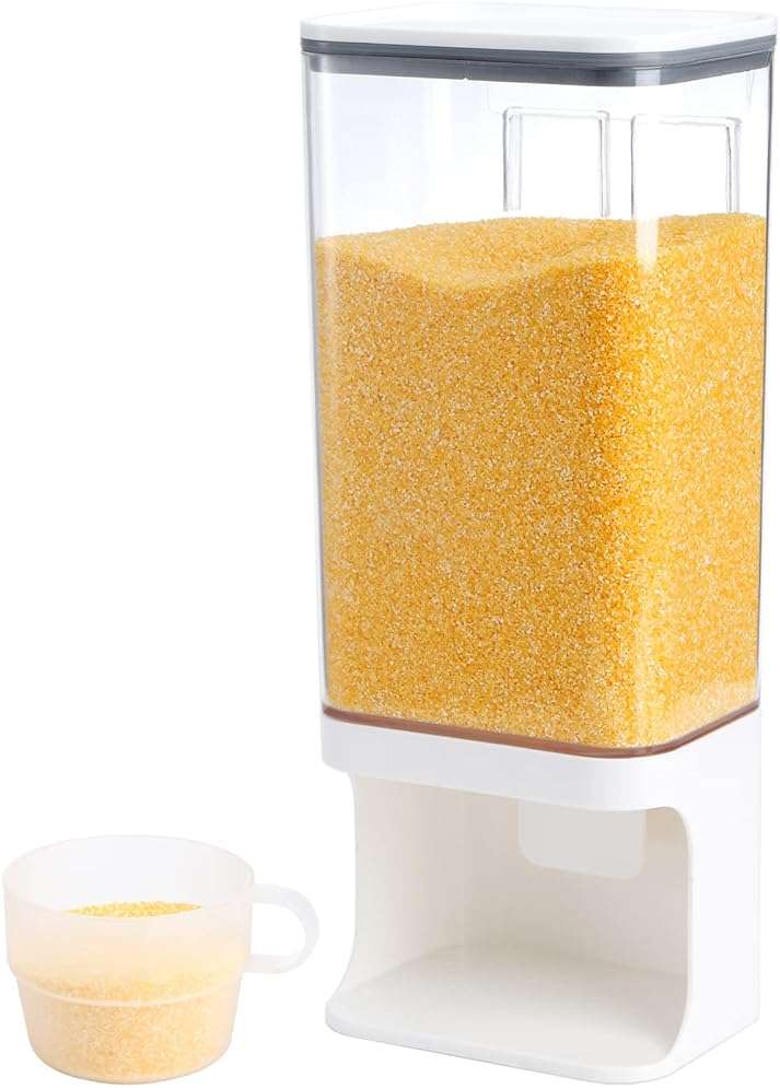 AVLA Rice Dispenser, Wall-Mounted Laundry Detergent Container, Cereal Dry Food Storage Bucket with Measuring Cup, Kitchen Grain Organizer with Lid, BPA-Free, for Beans, Laundry Scent Bead, Pet Food - Image 8