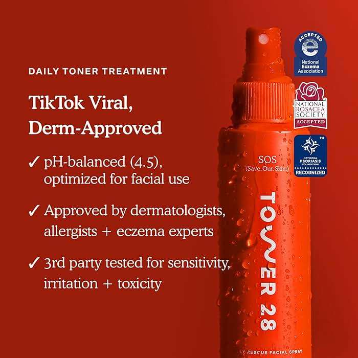 Tower 28 SOS Daily Rescue Facial Spray - Hypochlorous Acid Spray to Help Reduce Redness, Calm Irritation + Alleviate Flare-Ups - Purifying Travel Size Face Toner - Everyday Skin Care Essential (1 oz) - Image 3