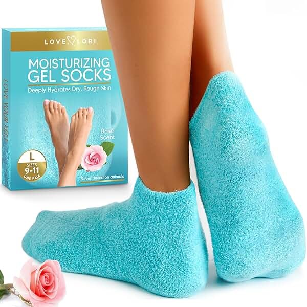 Moisturizing Socks (Size 9-11) – Gifts for Women Her Wife - Infused with Vitamin E & JoJoba Oil - Gel Silicone Aloe Foot Care Socks - Spa Self Care Gifts for Women - Product Image