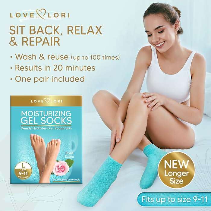 Moisturizing Socks (Size 9-11) – Gifts for Women Her Wife - Infused with Vitamin E & JoJoba Oil - Gel Silicone Aloe Foot Care Socks - Spa Self Care Gifts for Women - Image 3