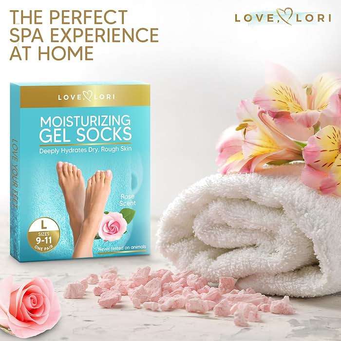Moisturizing Socks (Size 9-11) – Gifts for Women Her Wife - Infused with Vitamin E & JoJoba Oil - Gel Silicone Aloe Foot Care Socks - Spa Self Care Gifts for Women - Image 4