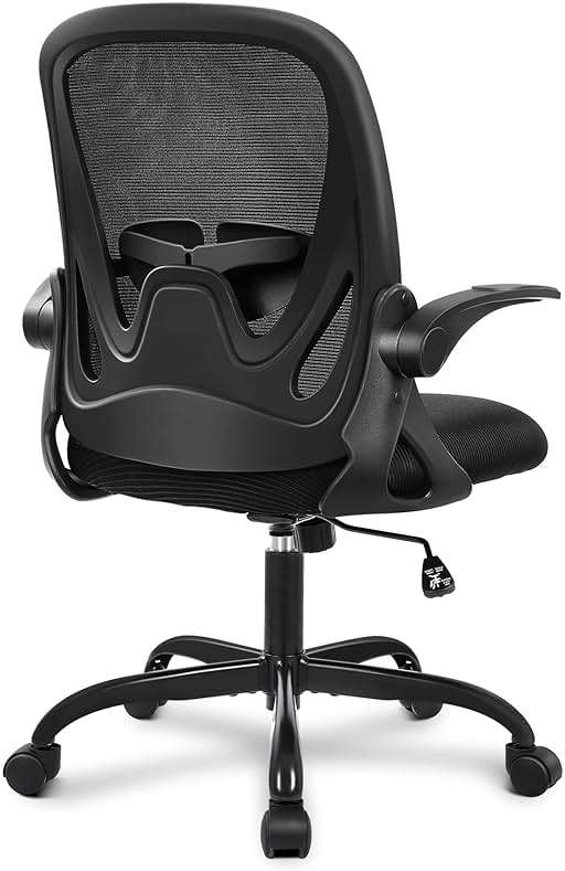 Primy Office Chair Ergonomic Desk Chair with Flip up Armrests Swivel Breathable Desk Mesh Computer Chair with Adjustable Lumbar Support and Height for Conference Room (Black) - Image 1