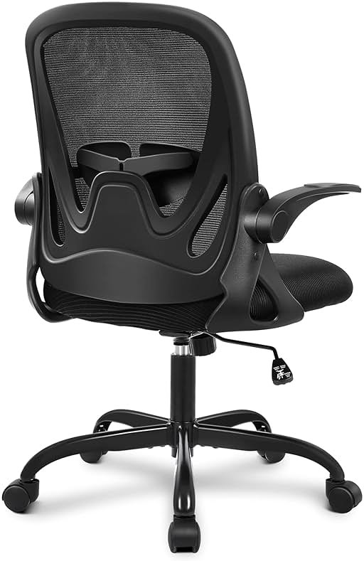 Primy Office Chair Ergonomic Desk Chair with Flip up Armrests Swivel Breathable Desk Mesh Computer Chair with Adjustable Lumbar Support and Height for Conference Room (Black) - Product Image
