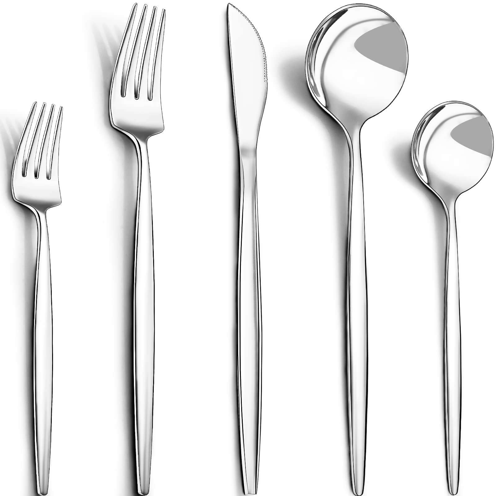 40-Piece Silverware Set for 8, CEKEE Stainless Steel Flatware Cutlery Set Included Knife Spoon and Fork, Kitchen Utensils Set for Home Hotel Wedding Restaurant - Mirror Polished & Dishwasher Safe - Image 1
