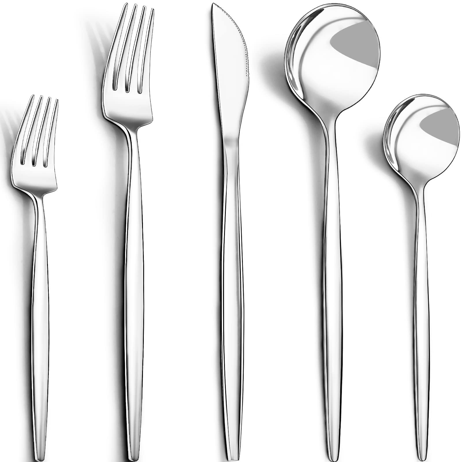 40-Piece Silverware Set for 8, CEKEE Stainless Steel Flatware Cutlery Set Included Knife Spoon and Fork, Kitchen Utensils Set for Home Hotel Wedding Restaurant - Mirror Polished & Dishwasher Safe - Product Image