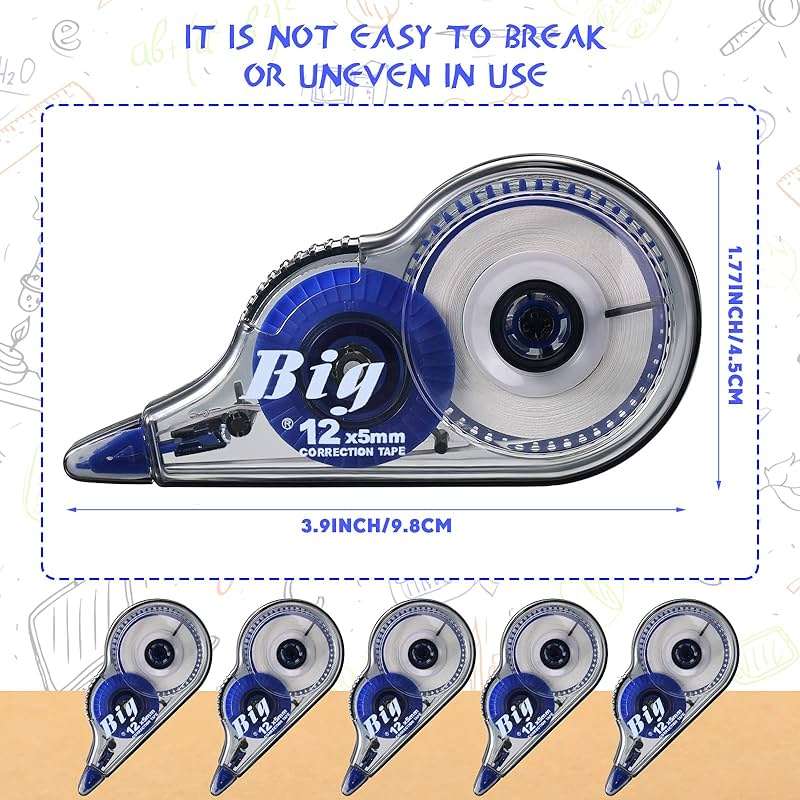 Chivao 36 Pack White Correction Tape, Classroom Correction Tape Wipe out Easy to Use Applicator Translucent Dispenser Shows for School Office Note Journal, 0.2 Inch x 39.4 Feet - Image 3
