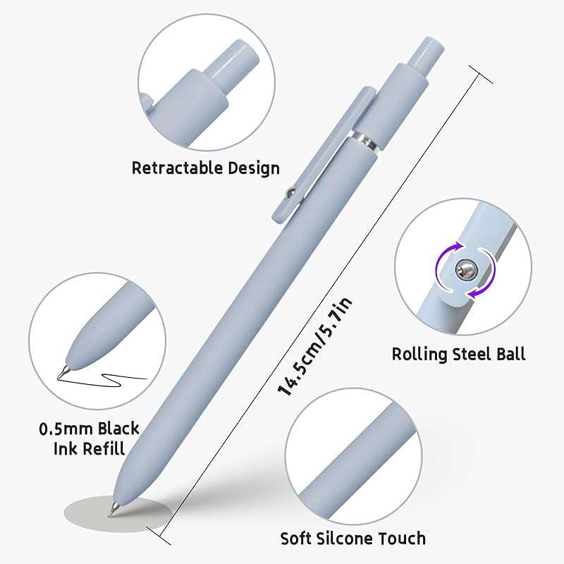 UIXJODO Gel Pens, 5 Pcs 0.5mm Black Ink Pens Fine Point Smooth Writing Pens, High-End Series Pens for Journaling Note Taking, Cute Office School Supplies Gifts for Women Men (Morandi) - Image 3