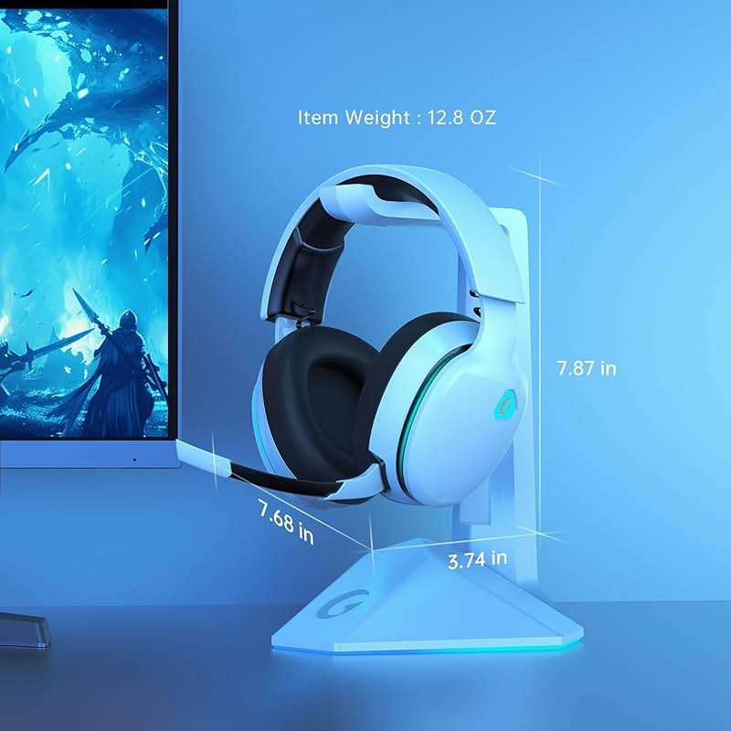 Gtheos 2.4GHz Wireless Gaming Headset for PS5, PS4 Fortnite & Call of Duty/FPS Gamers, PC, Nintendo Switch, Bluetooth 5.3 Gaming Headphones with Noise Canceling Mic, Stereo Sound, 40+Hr Battery -White - Image 9
