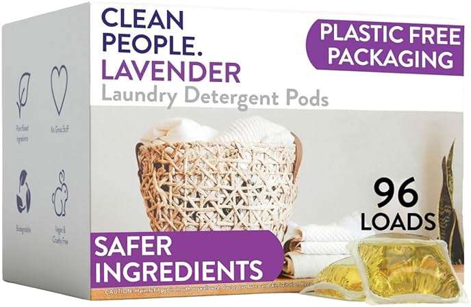 The Clean People Laundry Detergent Pods - Hypoallergenic Laundry Pods - Ultra Concentrated, Recyclable Packaging, Stain Fighting - Lavender, 96 Pack - Image 1