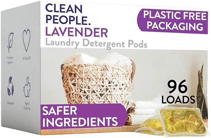 The Clean People Laundry Detergent Pods - Hypoallergenic Laundry Pods - Ultra Concentrated, Recyclable Packaging, Stain Fighting - Lavender, 96 Pack - Product Image