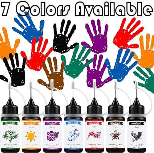 Temporary Art Painting Kit Semi Permanent Tattoo Ink Freehand Gel 103 Pcs Free Stencils, DIY Fake Freckles, Full Kit 3 Bottles (Black+Red+Brown) - Image 6