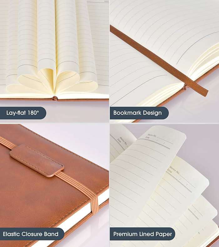Lined Journal Notebook for Women Men,256 Thick Pages,A5 Hardcover Vintage Leather Journal for Writing,Travel,Business,Work, School,College Ruled Notebooks for Note Taking,Daily Diary 5.7"×8.3" - Image 4