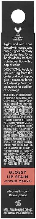 e.l.f. Glossy Lip Stain, Long-Lasting, Lightweight Lip Stain For A Sheer Pop Of Color & Subtle Gloss Finish, Vegan & Cruelty-Free, Power Mauves - Image 6