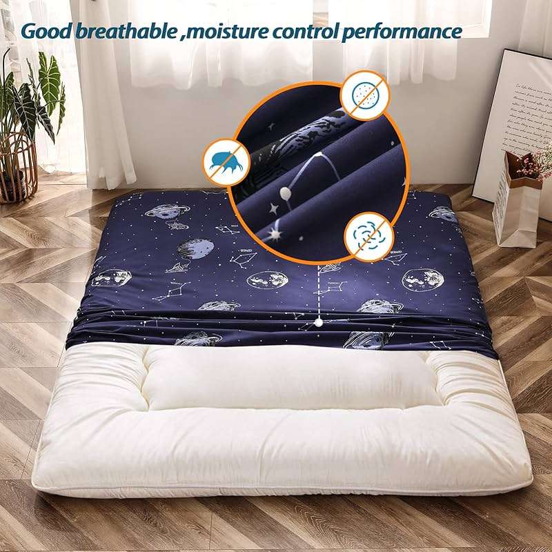 MAXYOYO Mattress Cover for Traditional Japanese Futon Mattress, Futon Floor Mats Cover with Zipper, Super Soft and Machine Washable, Space Adventure, Queen - Image 4