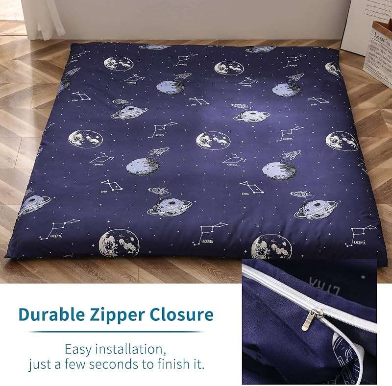 MAXYOYO Mattress Cover for Traditional Japanese Futon Mattress, Futon Floor Mats Cover with Zipper, Super Soft and Machine Washable, Space Adventure, Queen - Image 6