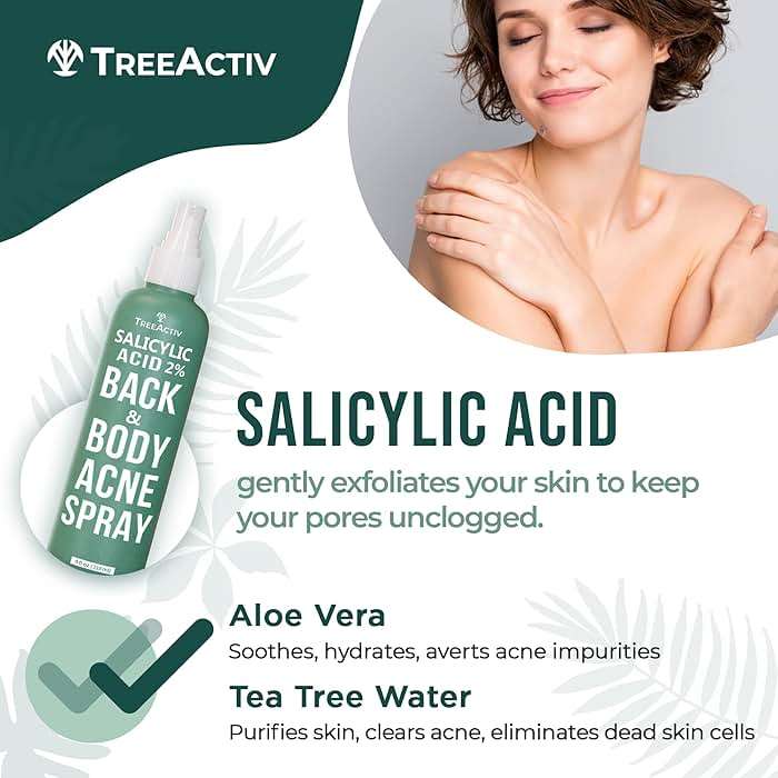 TreeActiv Salicylic Acid Back & Body Acne Spray, Fine Mist Back Spray for Bacne & Chest Acne, Tea Tree + Eucalyptus, Fast-Drying Non-Staining, 4 fl oz (2-Pack, 8 fl oz Total) - Image 6
