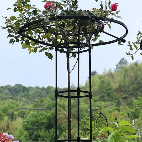 Garden Obelisk Trellis for Climbing Plants, 70.9inch Decorative Vertical Metal Umbrella Trellis Tower Frame Outdoor Flower Support Cage Climbing Stand Rack for Vines Rose - Image 2