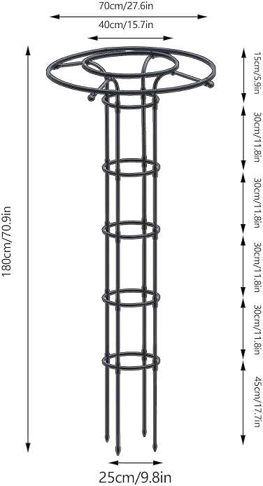 Garden Obelisk Trellis for Climbing Plants, 70.9inch Decorative Vertical Metal Umbrella Trellis Tower Frame Outdoor Flower Support Cage Climbing Stand Rack for Vines Rose - Image 3