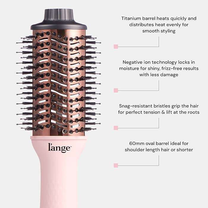 L'ANGE HAIR Le Volume 2-in-1 Titanium Blow Dryer Brush | Frizz Control Blowout Hair Dryer Brush For Drying And Straightening | Volumizing Hot Air Styler For All Hairstyles | Oval Barrel | Blush - 60mm - Image 3