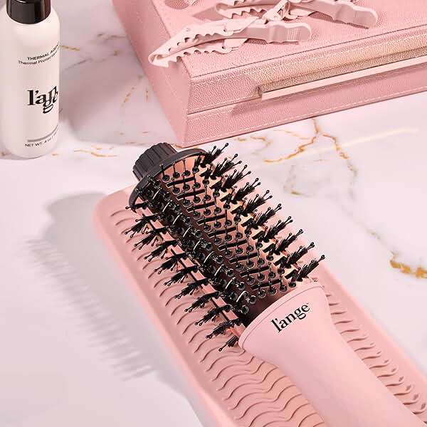 L'ANGE HAIR Le Volume 2-in-1 Titanium Blow Dryer Brush | Frizz Control Blowout Hair Dryer Brush For Drying And Straightening | Volumizing Hot Air Styler For All Hairstyles | Oval Barrel | Blush - 60mm - Image 9