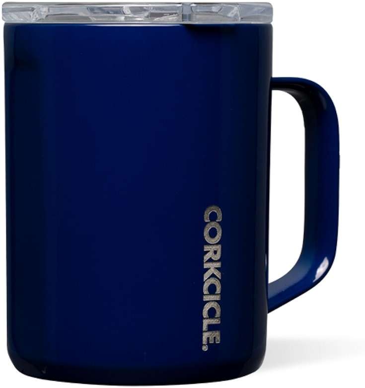 Corkcicle Classic Coffee Mug - Triple Insulated Stainless Steel for Travel - Shatter-Proof Lid - Keeps Drink Hot Over 3 Hours - Holiday Mug Gift - Great for Gifting - 16 oz - Gloss Midnight Navy - Image 1