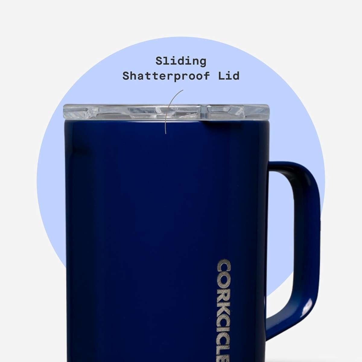 Corkcicle Classic Coffee Mug - Triple Insulated Stainless Steel for Travel - Shatter-Proof Lid - Keeps Drink Hot Over 3 Hours - Holiday Mug Gift - Great for Gifting - 16 oz - Gloss Midnight Navy - Image 5