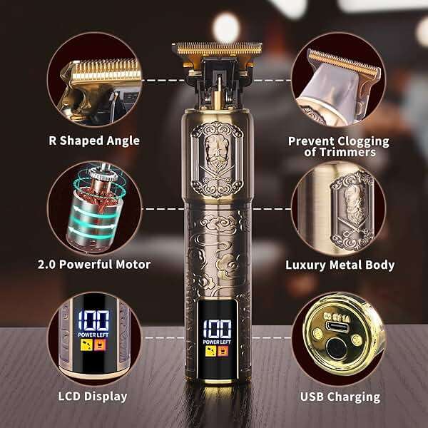 Ufree Professional Beard Trimmer for Men, Zero Gapped T-Blade Hair Clipper & Mustache Trimmer Kit with LCD Display, Precision Edgers for Haircut & Grooming, Barber-Grade Electric Shaver, Gifts for Men - Image 4