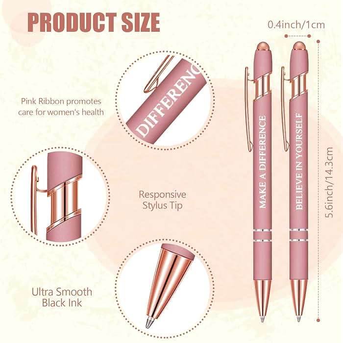 Zonon 12 Pcs Inspirational Pens Gift Set Funny Ballpoint Pen with Stylus Tip Motivational Graduation Gifts Bulk for Teacher Coworkers Nurse School Office Supplies(Rose Gold,Boss Lady) - Image 3